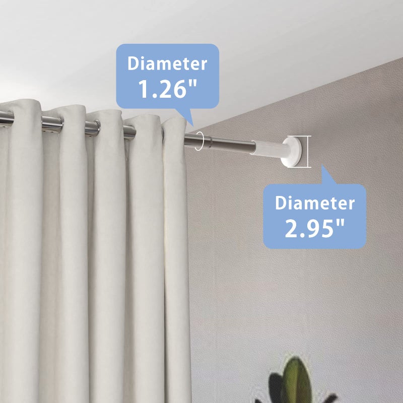Umimile Tension Curtain Rod, 51-126 inch Adjustable Spring Shower Tension Curtain Rod, Stainless Steel Closet Rod for Windows or Shower, No Drilling, No Rust, Easy to Install - Image 3